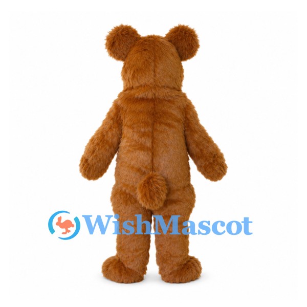Brown Bear Mascot Costume with Pink Nose and Shaggy Fur