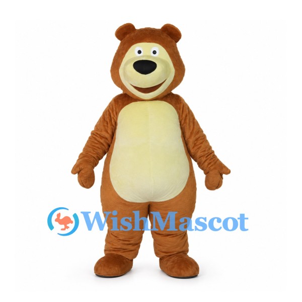 Brown Bear Mascot Costume with Cream Belly and Smiling Muzzle