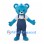 Blue Bear Mascot Costume with Navy Overalls