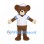 Brown Bear Mascot Costume with White Sailor Hat and Blue Trimmed Shirt