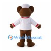 Bear Chef Mascot Costume with White Hat and Red Button Jacket