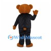 Bear Groom Mascot Costume with Black Suit and Red Bow Tie