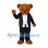 Bear Groom Mascot Costume with Black Suit and Red Bow Tie