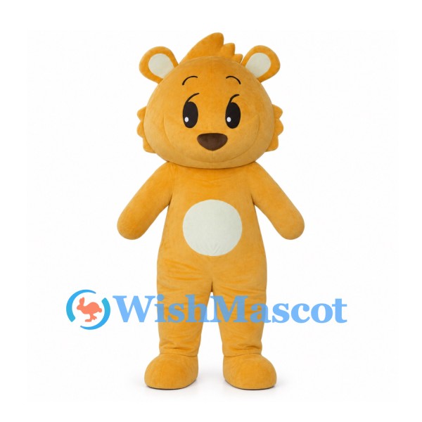 Yellow Bear Mascot Costume with Cream Belly and Small Head Tuft