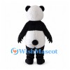 Panda Mascot Costume with Round White Belly and Black Clawed Paws