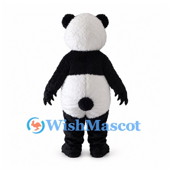 Panda Mascot Costume with Round White Belly and Black Clawed Paws