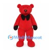 Red Bear Mascot Costume with Black Bow Tie and Mittens