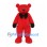 Red Bear Mascot Costume with Black Bow Tie and Mittens