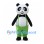 Panda Mascot Costume with Green Suspender Pants