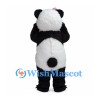 Panda Mascot Costume with Pink Hair Bow and Black Paw Pads