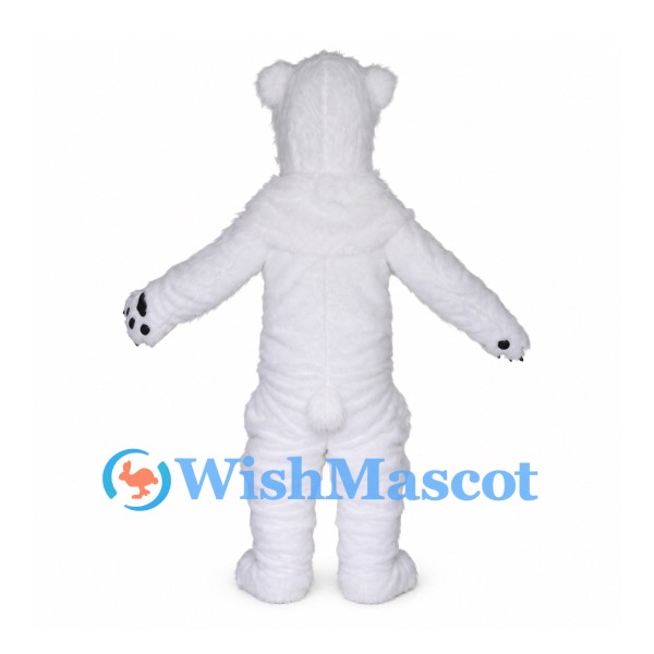Polar Bear Mascot Costume with White Fur and Black Claws