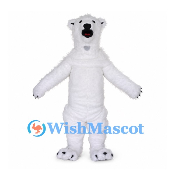 Polar Bear Mascot Costume with White Fur and Black Claws