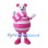 Bear Mascot Costume with Pink and White Striped Body and Scarf