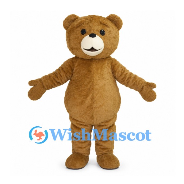 Brown Bear Mascot Costume with Cream Muzzle and Rounded Belly