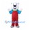 Polar Bear Mascot Costume with Red Overalls and Blue Shirt