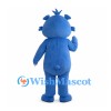 Blue Bear Mascot Costume with White Face and Spiked Hair