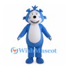 Blue Bear Mascot Costume with White Face and Spiked Hair