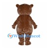 Brown Bear Mascot Costume with Golden Belly and Velvet Appearance