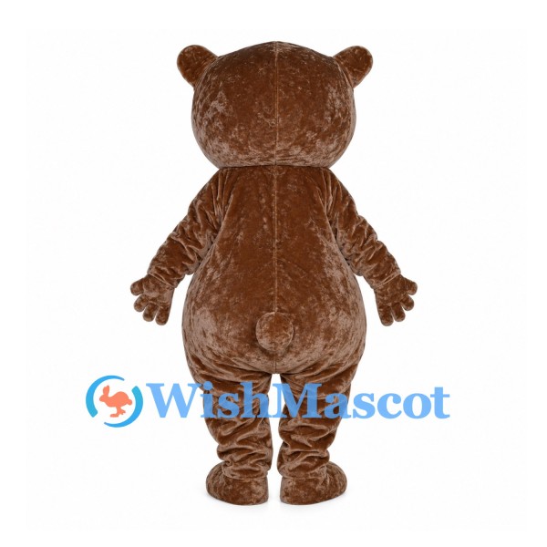 Brown Bear Mascot Costume with Golden Belly and Velvet Appearance