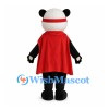 Superhero Panda Mascot Costume with Red Eye Mask and Cape