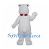 Polar Bear Mascot Costume with Red Striped Scarf and Shaggy Fur