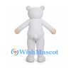 White Bear Mascot Costume with Red Bow Tie and Cream Hands