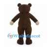 Brown Bear Mascot Costume with Red Bow Tie and Cream Hands