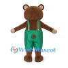 Brown Bear Mascot Costume with Green Suspender Pants