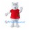 Polar Bear Mascot Costume with Red Shirt and Small Round Ears
