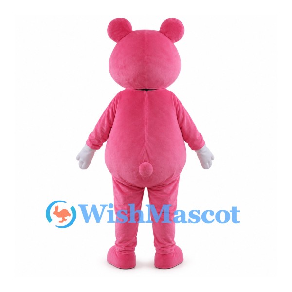 Pink Bear Mascot Costume with White Belly and White Gloves