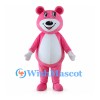 Pink Bear Mascot Costume with White Belly and White Gloves