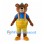 Bear Mascot Costume with Blue Shirt and Yellow Striped Overalls