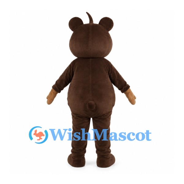 Brown Bear Mascot Costume with Cream Belly and Curved Head Tuft