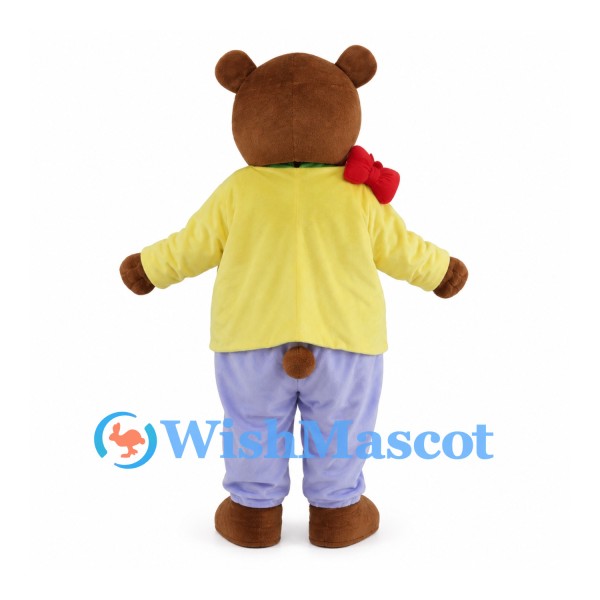 Bear Mascot Costume with Yellow Jacket and Purple Pants