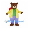 Bear Mascot Costume with Yellow Jacket and Purple Pants