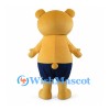 Yellow Bear Mascot Costume with Yellow Shirt and Navy Shorts