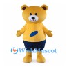 Yellow Bear Mascot Costume with Yellow Shirt and Navy Shorts