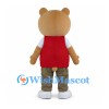 Tan Bear Mascot Costume with Red Waistcoat and Olive Pants