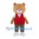 Tan Bear Mascot Costume with Red Waistcoat and Olive Pants