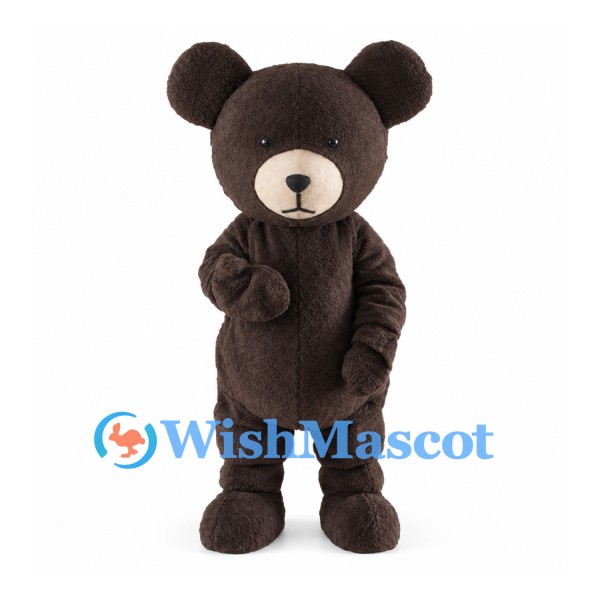 Dark Brown Bear Mascot Costume with Cream Muzzle and Large Round Ears