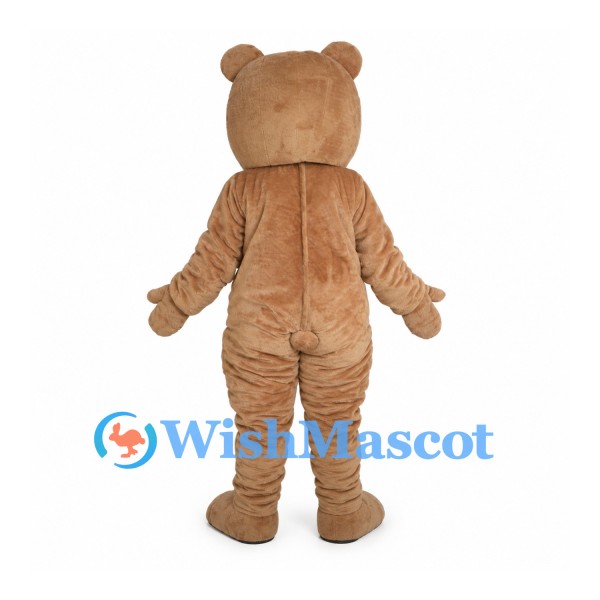 Tan Bear Mascot Costume with Cream Belly and Dark Paw Pads