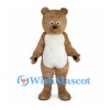 Tan Bear Mascot Costume with Cream Belly and Dark Paw Pads