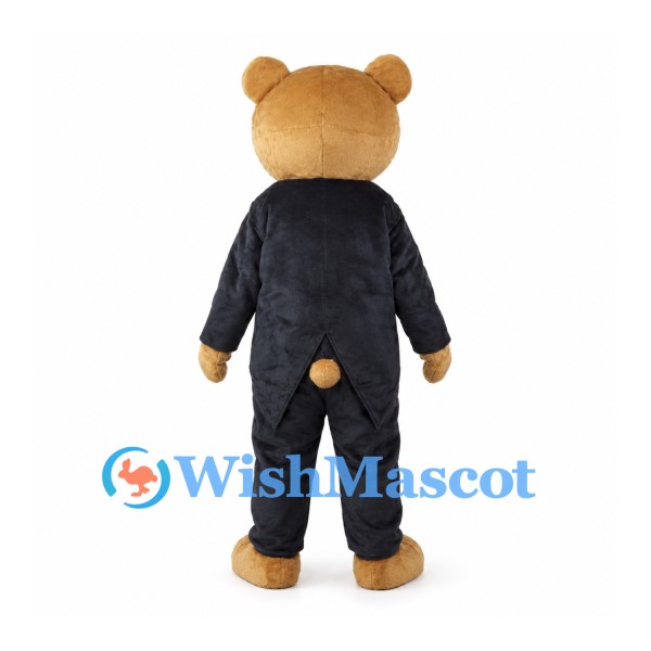 Bear Mascot Costume with Black Tuxedo and Red Bow Tie