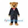 Bear Mascot Costume with Black Tuxedo and Red Bow Tie