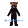 Black Bear Mascot Costume with Tan Face Patches and Pink Nose