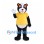 Black Bear Mascot Costume with Yellow Shirt and Red Nose
