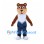 Brown Bear Mascot Costume with White Chevron Shirt and Navy Pants