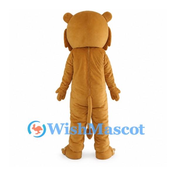 Lion Cub Mascot Costume in Gold with Cheek Tufts and Long Tail