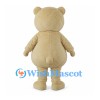 Cream Bear Mascot Costume with Black Bow Tie and White Belly