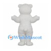 Polar Bear Mascot Costume with Shaggy White Fur and Smiling Mouth